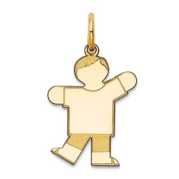 14k Yellow Gold Solid Polished Laser Etched Charm 25x15mm Wide Pendant Necklace for Women - .8 Grams