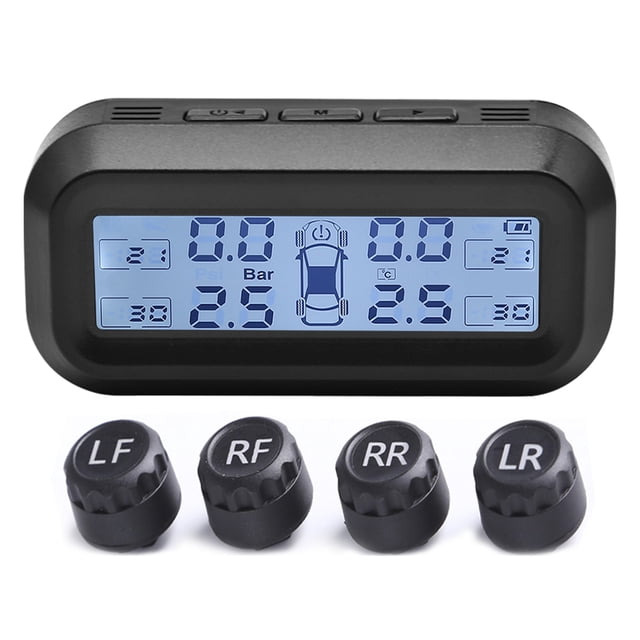 Inteligente AN-10C Solar Car TPMS LCD Pantalla digital Auto Monitoreo de presión de neumáticos Sistema de advertencia de alarma de temperatura de neumáticos