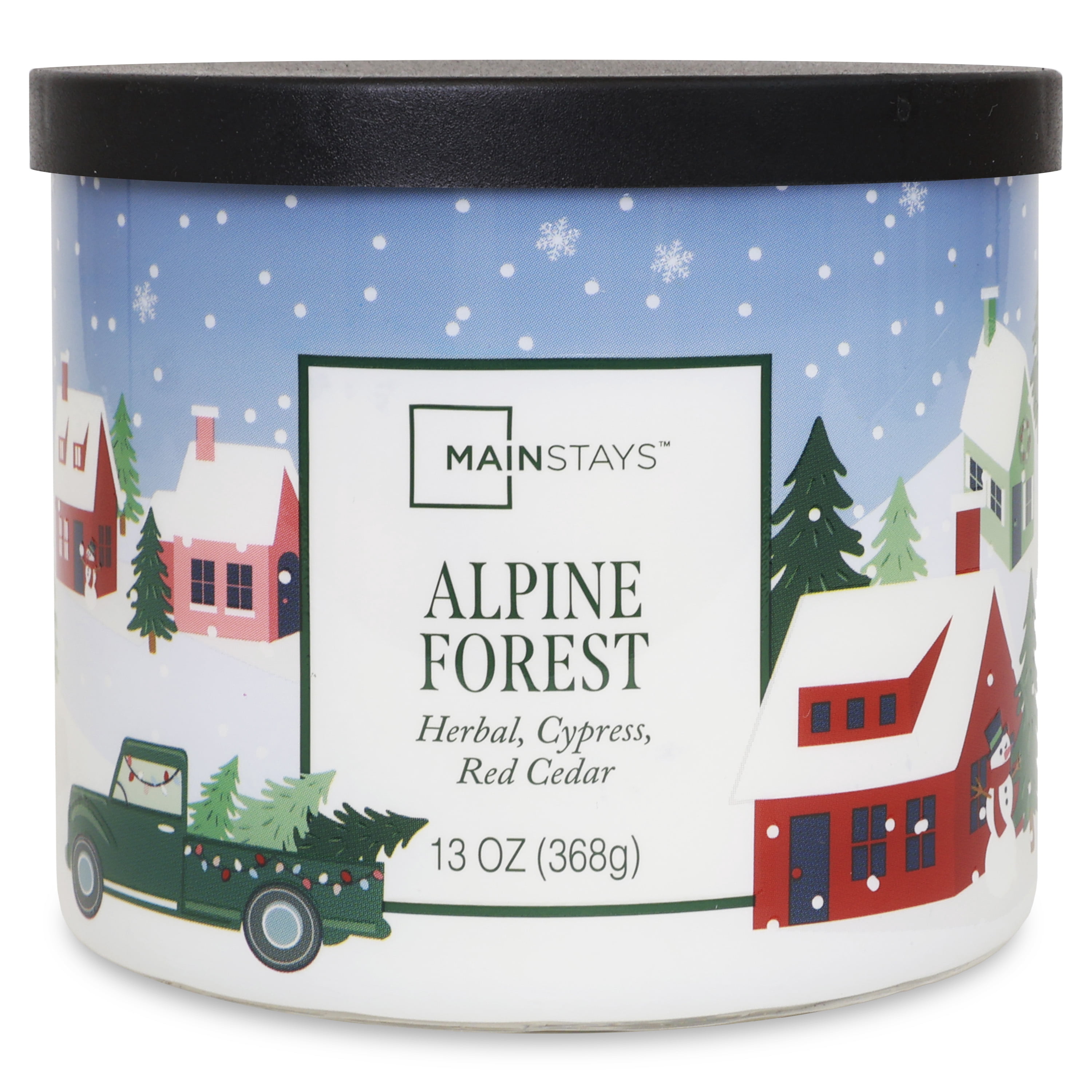 Mainstays 3-Wick Alpine Forest Scented Candle with a Truck Farm Scene Wrap, 13-Ounce