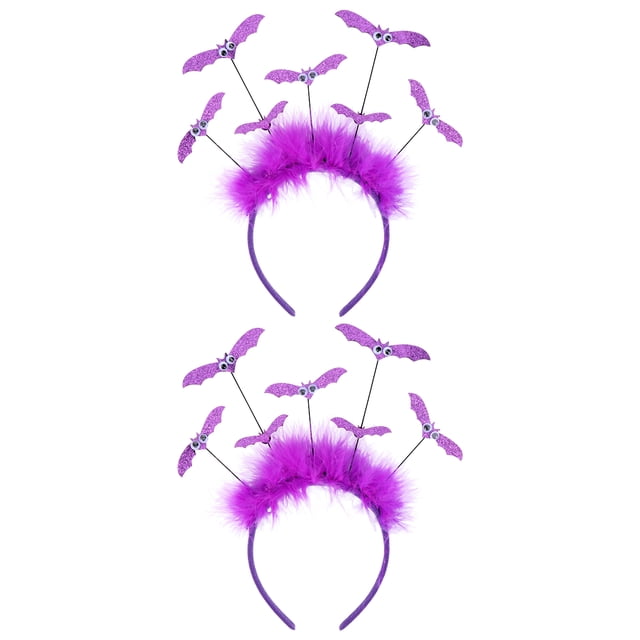 2pcs Halloween Hair Hoop Bat Diadema Accesorio para el cabello Broche para el cabello (púrpura)
