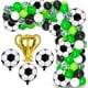 thumbnail image 1 of Kit de arco de guirnalda de globos para fiesta de fútbol, ​​111 piezas de globos de confeti verdes, blancos y negros con globos de lámina de Mylar de copa de campeón de fútbol, 1 of 5
