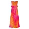 thumbnail image 4 of Pink Orange and Red Marble Fusion Design Long Dress Woman clothing Long veiled dresses Wom's summer dresses Dress, 4 of 7
