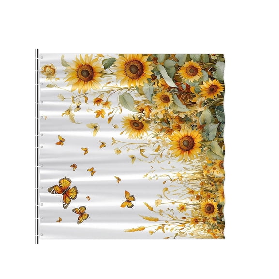 Floral Fabric Shower Curtain, Watercolor Bathroom Curtain,71" x 75"