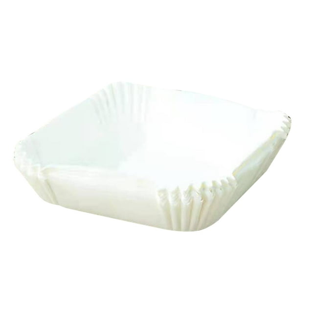 50pcs Air Fryer Disposable Paper Liner Mat Square Steamer Basket (White)