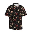 thumbnail image 3 of Xecao Red White Flowers print Hawaiian shirt - a stylish short-sleeve button-down for men, perfect for casual beach and tropical outings., 3 of 9