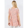 thumbnail image 4 of CELESTE Women's Floral Pattern Summer V-Neck Tunic Blouse Top Short Sleeve with Lace Details Small-3x Made in The USA Loose Fit Casual Everyday Wear, 4 of 4
