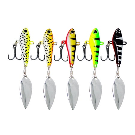 5pcs Lead Jig Head Fishing Lure Hook w/ Willow Blade Spinner Crappie Bass Baits