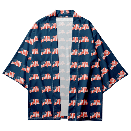 

Independence Day Kimono Robe Cloak Creative Casual Attractive Design Beach Cover Shirts for Teens for Home