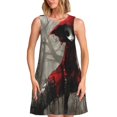 thumbnail image 1 of Xecao Robe d'Été à Capuche Rouge Foncé pour Femmes Robes Décontractées de Plage Sans Manches T-Shirt Robe Évasée avec Poches, 1 of 7