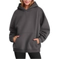 thumbnail image 2 of Chbgutlmr Hoodies for Women Fall Long Sleeve Basic Sweatshirt Solid Color Loose Athletic Pullover with Pockets, 2 of 7