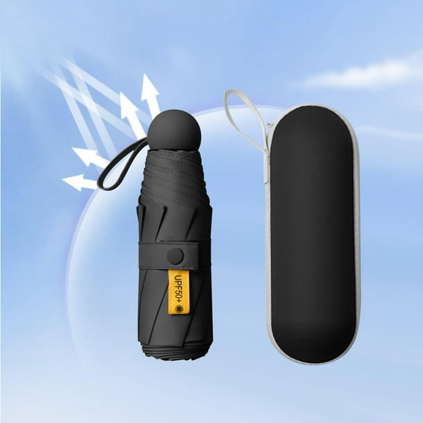 Sombrilla de viaje de bolsillo plegable pequeño y liviano Duradero con 8 costillas 5 Plegable para mujeres, niñas, Compacto Negro Yinane Cubierta compacta