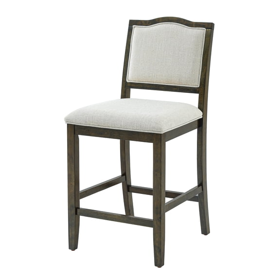 Dtwnek 2 Pcs Counter Height Bar Stools Bar Chairs with Wood Frame, Fabric Upholstered Seat Barstools for Kitchen Island, Dining Room, Brown