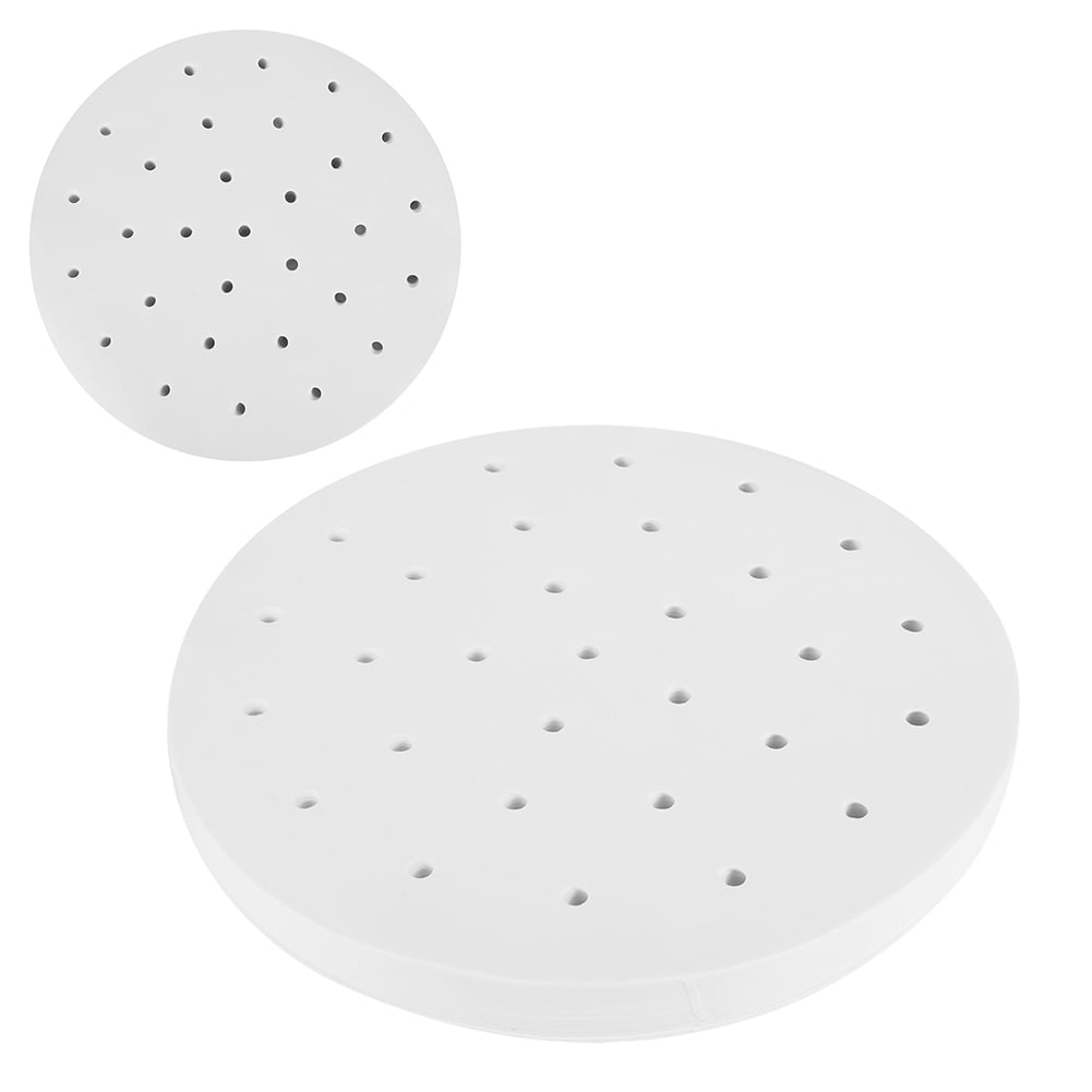 NFTIGB 400PCS Disposable Perforated Steamer Paper 9.4 Inches / 24 cm Round Non-Stick Steaming Basket Liners Mat Air Fryer Baking Sheets Kitchen Tools