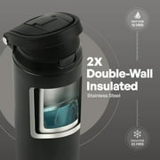 TAL 24oz Stainless Steel 2-in-1 Straw and Chug Water Bottle with Push Lid, Black