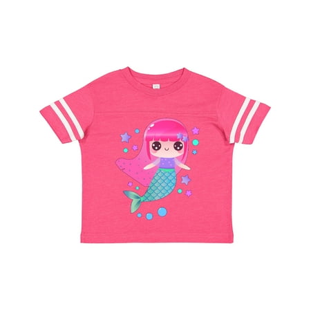 

Inktastic Cute Anime Style Mermaid with Pink Hair Bubble and Stars Gift Toddler Boy or Toddler Girl T-Shirt