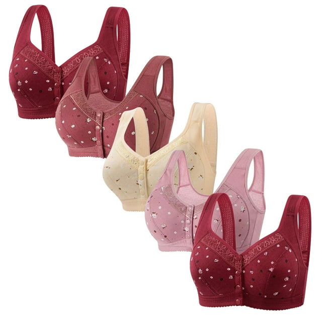LOVZFMLL Bras for Women 5pc Woman's Comfortable Lace Breathable Bra Underwear No Rims Multicolor M
