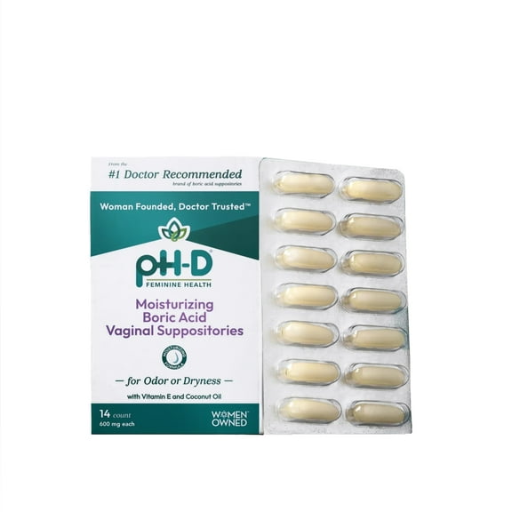 pH-D Feminine Health Vaginal Moisturizing Suppositories, Hydrating & Odor Control, 14 Count