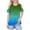 Blue, variant on Efsteb Girls Athletic Shirts Short Sleeve Lightweight Crew Neck Comfy Casual Cold Shoulder Tunic Tops Gradient Print for Daily wear(Blue,9 Years)