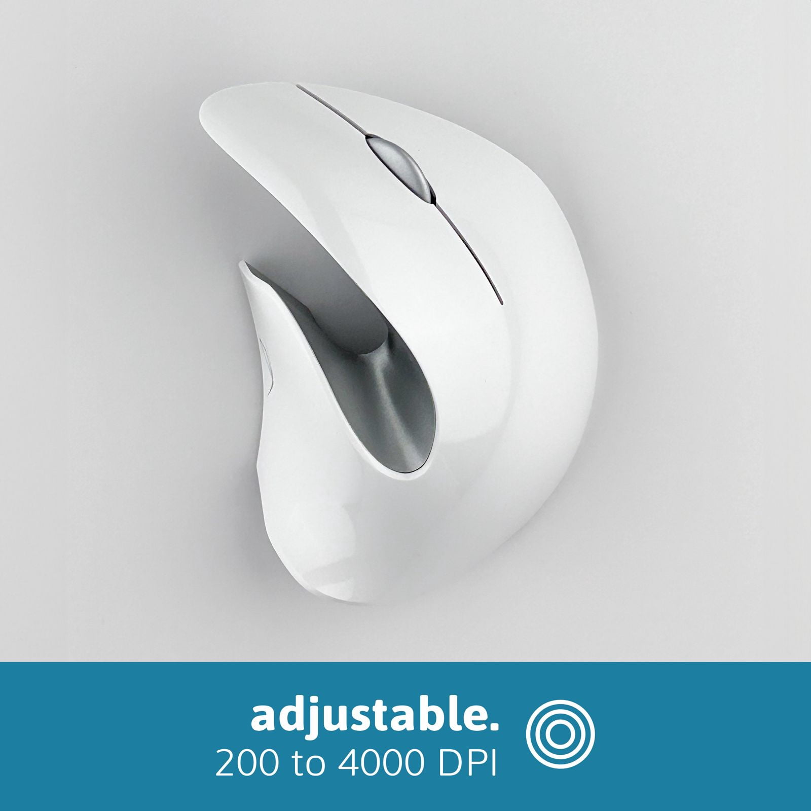 PAM Pro Advanced Ergonomic Mouse Clinically Tested Reduces Muscle Strain, Wireless USB , Bluetooth, 4K DPI, Quiet Clicks, Easy Switch, Silent Smartwheel, Windows/ Mac/ Chrome/ Linux/ Android, White