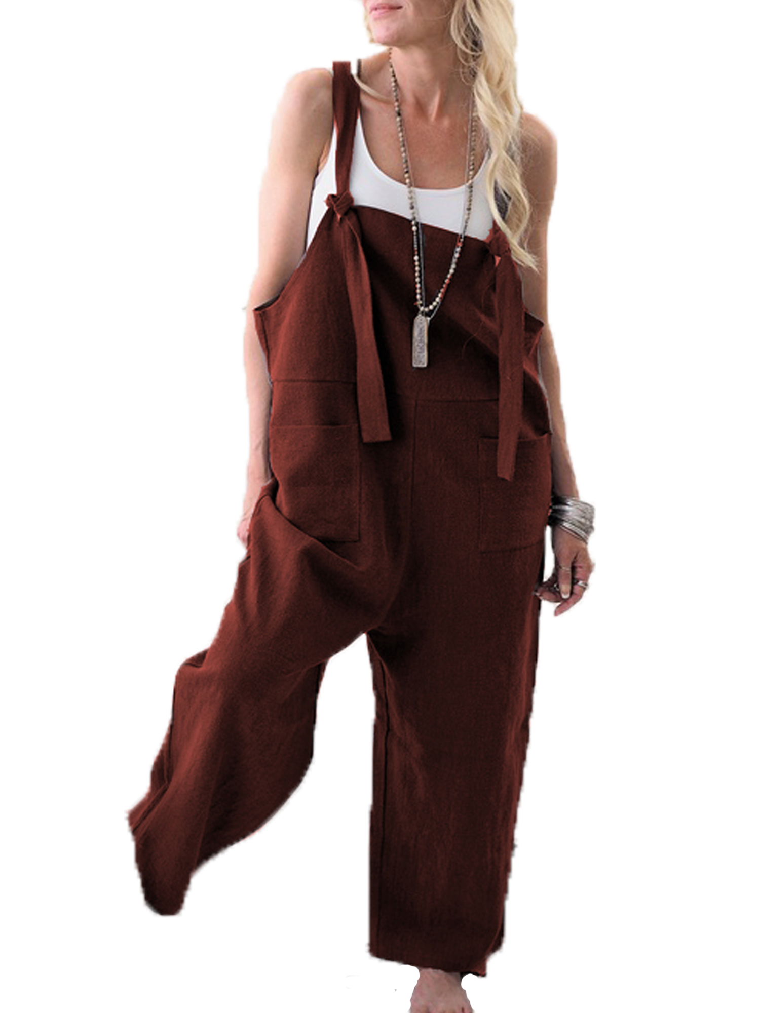 wide leg linen overalls