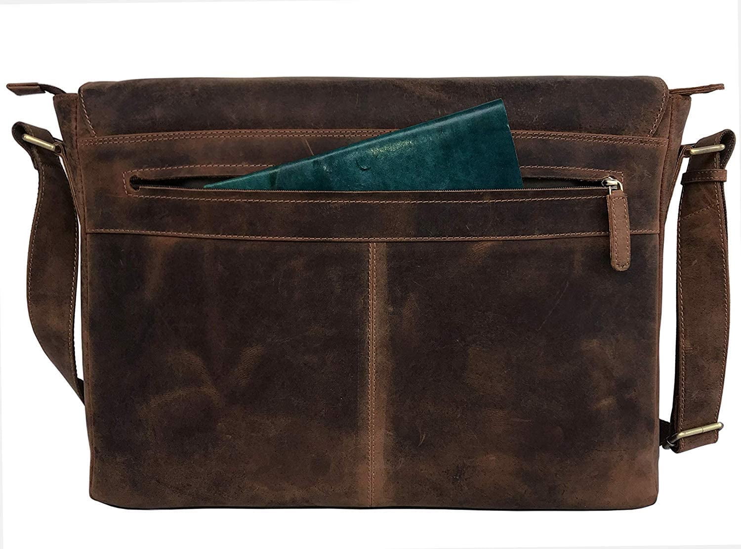 New Cuero Bags Adjustable Straps Vintage Leather 18 inch Briefcase Shoulder Laptop Bag