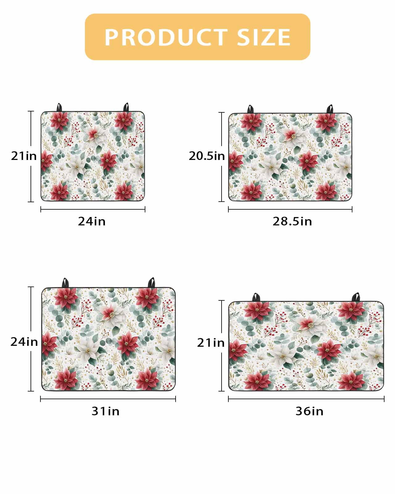 Large Induction Cooktop Protector Mat Christmas Stove Top Covers for Electric Stove, Xmas Botanical Floral Farmhouse Watercolor Decorative Stove Burner Cover Mats, Glass Top Stove Cover
