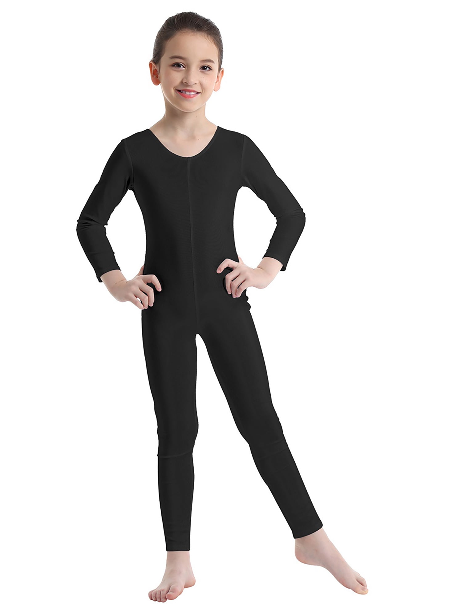 Kids Girl Uniform Dance Gymnastics Ballet Long Sleeve Leotards Jumpsuit Age 5-12 