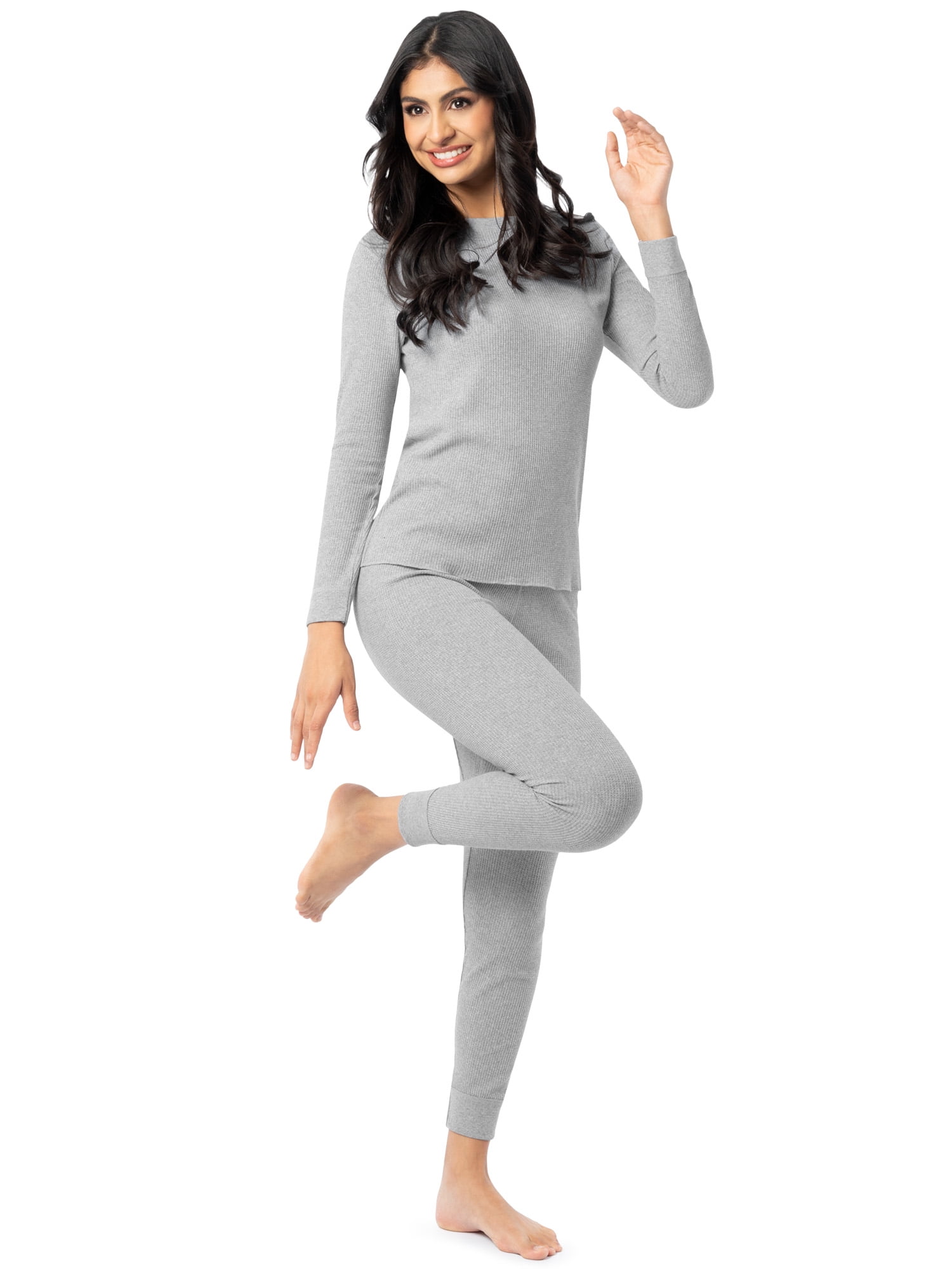 Fruit of the Loom Women's Recycled Waffle Thermal Top & Bottom Set, Sizes XS-4XL