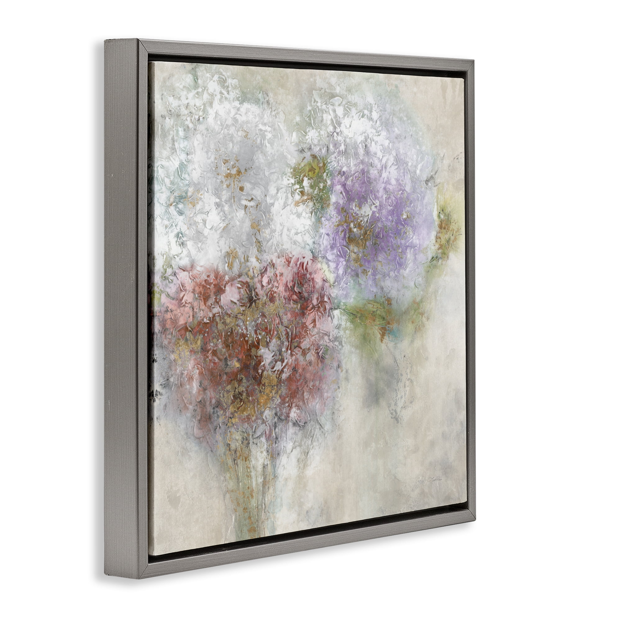 Stupell Industries Dappled Visuals Flowers Gray Framed Floater Canvas Wall Art, design by Leah Rei