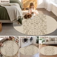 thumbnail image 5 of Large Round Rug 8Ft Washable Non-Slip, Japanese Circle Area Rugs for Living Room Bedroom, Beige Farmhouse Retro Floral Leaf Pattern Indoor Floor Mats Carpet Runner for Home Decor, 5 of 8