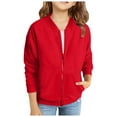 thumbnail image 4 of ZHOGXU Baby Boys Girls Jacket Long Sleeved Solid Color Zip Up Fashion Coat With Pocket For Outdoor Activities,Red,7-14 Years, 4 of 6