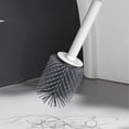 thumbnail image 4 of Silicone Long Handle Toilet Brush with Holder, Soft Bristles, Wall-Mounted Bathroom Cleaning Brush, 14.57 x 2.95 in, No Scratch, Deep Cleaning, 4 of 9