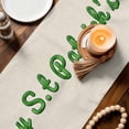 thumbnail image 3 of St. Patrick's Day Table Runner - 48 Inch Long Farmhouse Green Lucky Clovers Coin Cotton and Linen Blended Dress Scarves Farmhouse Table Runner for Kitchen Dining, Coffee Table, 13" x 48", 3 of 8