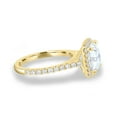 thumbnail image 3 of 2.00Ct Cushion Cut Moissanite Halo & Cathedral 2mm Pavé Engagement Ring, 10K Yellow Gold, US 11.5, 3 of 7