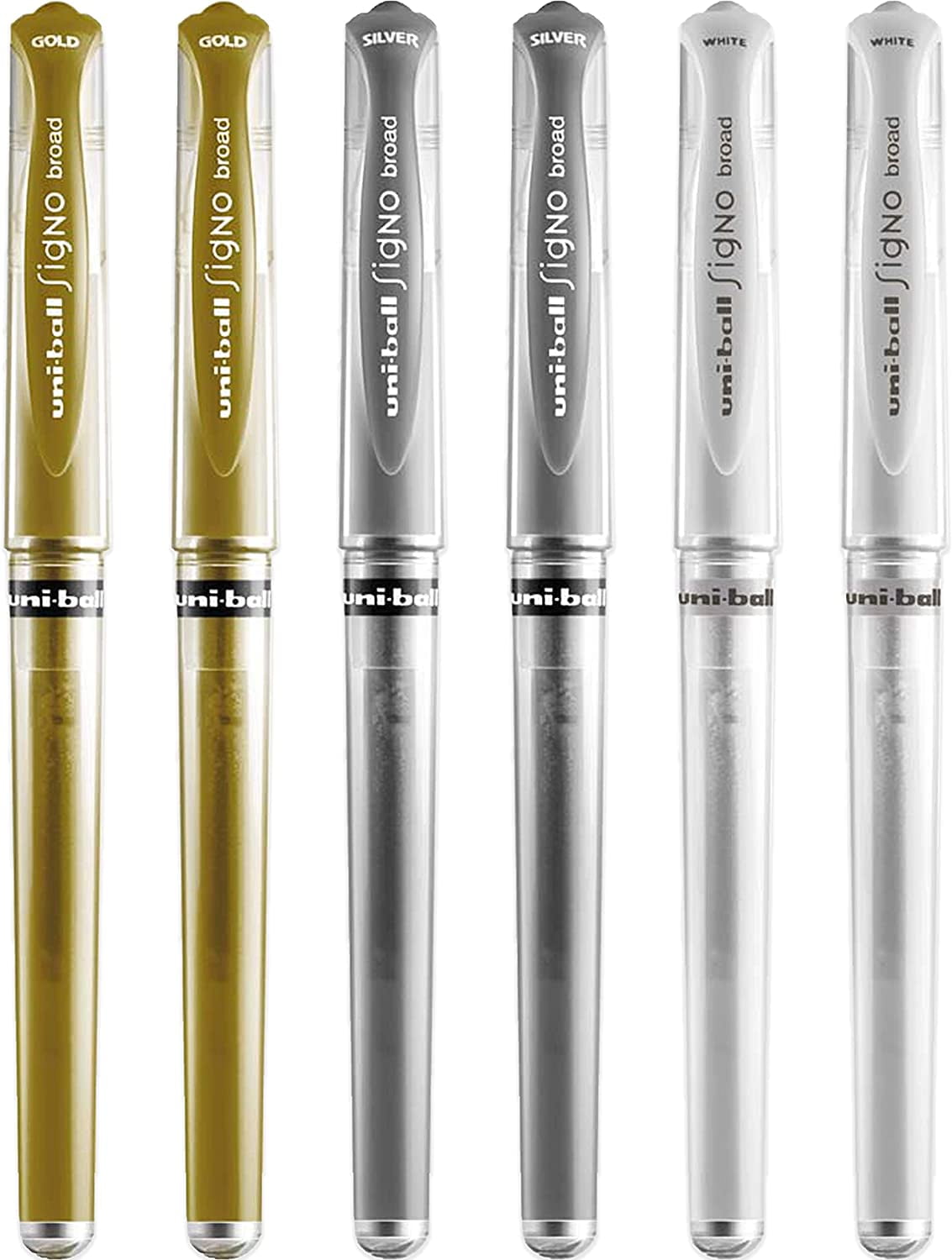 uniball Signo Pen Broad Metallic Gel Ink Rollerball Metal 1mm Nib