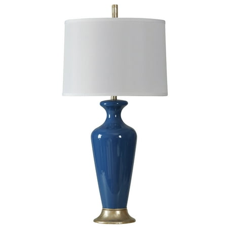 Nampa Table Lamp - Navy Finish - White Hardback Fabric ...