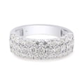 thumbnail image 4 of 1 1/2 ct. t.w Round Cut Lab Created Moissanite Diamond 3-Row Half Eternity Anniversary Band Ring For Women In 14K Solid White Gold (G-H Color, VVS1 Clarity, 1.50 Cttw)-6.5, 4 of 8