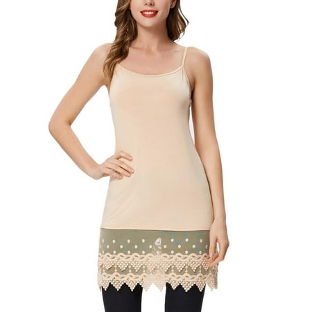 

Amuver Women Sleeveless Camisole with Adjustable Shoulder Strap Elegant Mesh See-through Hem Summer Clothing