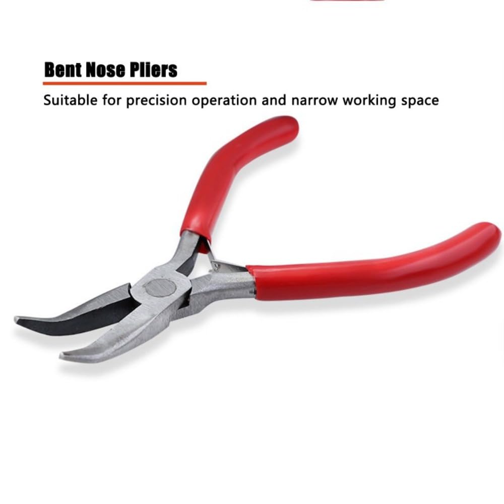 3Pcs Jewelry Pliers Set Including 6-in-1 Jewelry Pliers Bent Nose Pliers Flat Nylon Nose Pliers