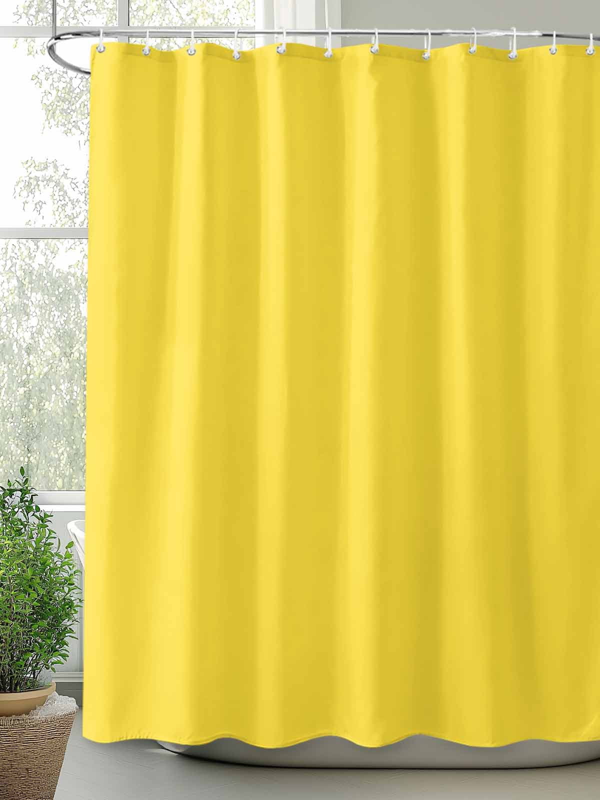 Yellow Shower Curtain, Solid Color Waterproof Shower Curtain Set with 12 Hooks Lightweight Washable Fabric Shower Curtains for Bathroom 72x84 Inches