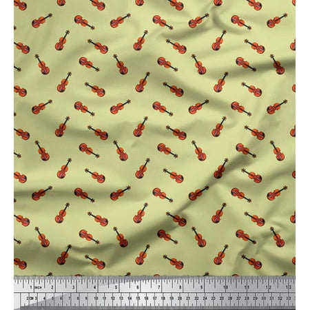

Soimoi Cotton Cambric Fabric Guitar Musical Instrument Fabric Prints by Yard 42 Inch Wide