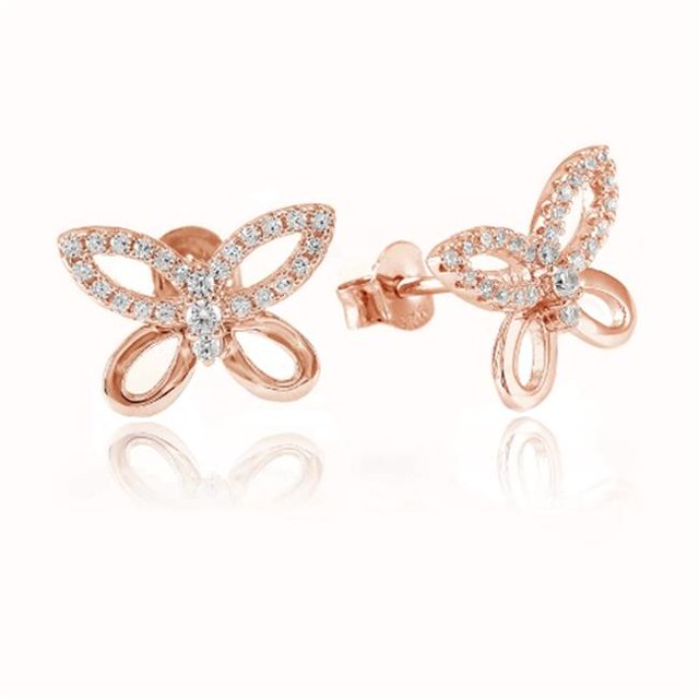 Little Sparkles Butterfly Earrings - Rose Gold Sterling Silver 925