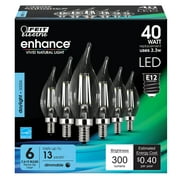 Feit Electric Enhance LED 3.3 Watts (40 Watt Equivalent) Daylight Light Bulbs, BA10, E12, Dimmable (6 Pack)