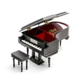 thumbnail image 2 of Sophisticated 18 Note Miniature Musical Matte Black Grand Piano With Bench, Music Selection - Edelweiss, 2 of 3