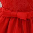 thumbnail image 5 of IBTOM CASTLE Baby Girls Formal Dress Lace Bowknot Baptism Embroidery Princess Birthday Wedding Flower Tutu Gown with Headwear 12-18 Months Red, 5 of 8