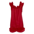 thumbnail image 5 of SwiftWear Women's Ruffle Trim Sleeveless Pajama Set Cute Tank Top Shorts Summer Lounge Wear Comfy Sleepwear Set​, Red, 5 of 9