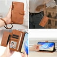 thumbnail image 4 of Case for REALME V25 Zipper Wallet Flip Cover with Card Holder, Photo Frame, Kickstand & Lanyard, PU Leather Brown, 4 of 5