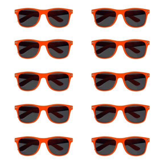 Velvet Smooth Sunglasses Set of 10, Bulk Pack - UV Protection, Perfect for Party, Beach, Pool, Outdoor Events - Orange