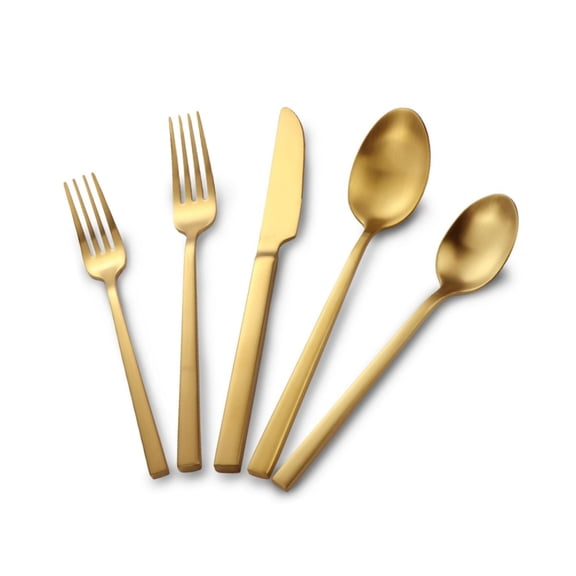 Silverware Set QZS Everyday Flatware Set Stainless Steel Dining Flatware for Kitchen Portable Gold Serving Utensils for Home Wedding