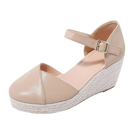 

Youmylove Women Sandals Fashion Spring Breathable Round Toe Thick Sole Wedge Comfortable Non-Slip Large Shoes Summer Comfy Daily Simple Walking Footwears